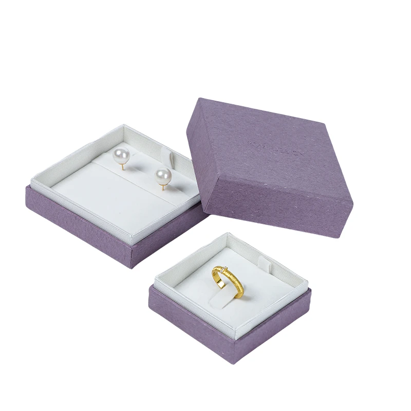 Purple Specialty Paper Jewelry Box with Velvet Interior - Image 2