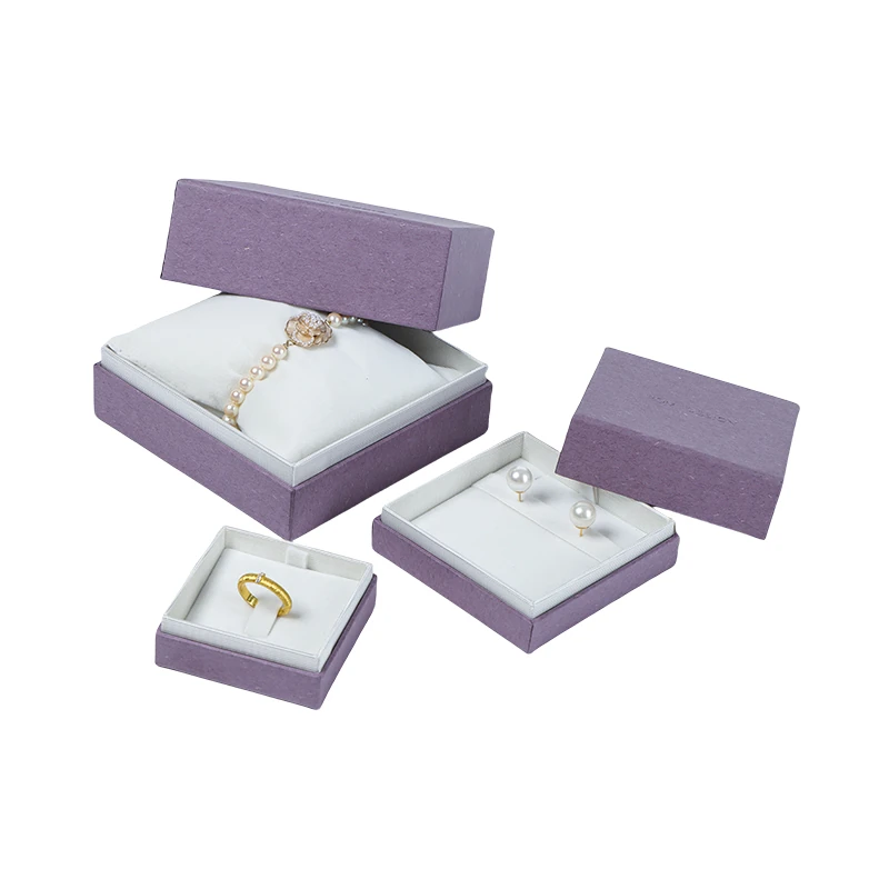 Purple Specialty Paper Jewelry Box with Velvet Interior - Image 3