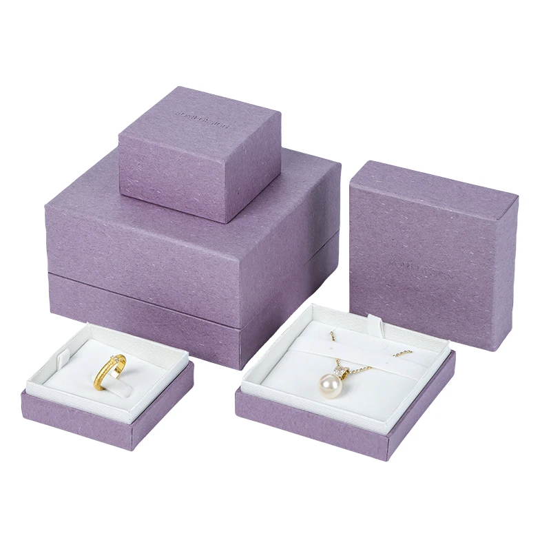 Purple Specialty Paper Jewelry Box with Velvet Interior - Image 5
