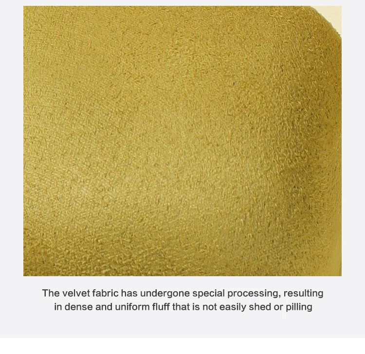 ALT TEXT 167 CHARS Yellow suede jewelry box fabric texture closeup — dense uniform velvet fluff with special processing. Anti-pilling, non-shed material for premium jewelry packaging by manufacturer. Copy